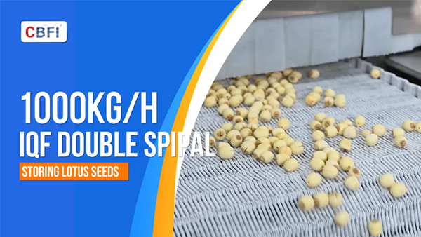 مجمد سريع مزدوج حلزوني بسعة طن واحد في الساعة لبذور اللوتس